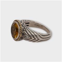 Andrea Candela 18K & Sterling Silver Citrine Stone Ring - Size 7